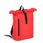 Mochila rolltop de RPET con pequeña cremallera frontal 20L color rojo segunda vista