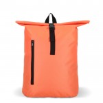 Mochila rolltop de RPET con pequeña cremallera frontal 20L color naranja