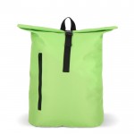 Mochila rolltop de RPET con pequeña cremallera frontal 20L color verde lima