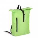 Mochila rolltop de RPET con pequeña cremallera frontal 20L color verde lima segunda vista