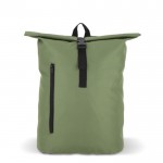 Mochila rolltop de RPET con pequeña cremallera frontal 20L color verde oliva