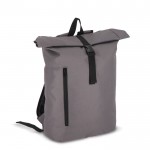 Mochila rolltop de RPET con pequeña cremallera frontal 20L color gris segunda vista
