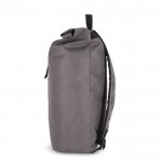 Mochila rolltop de RPET con pequeña cremallera frontal 20L color gris cuarta vista