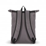 Mochila rolltop de RPET con pequeña cremallera frontal 20L color gris quinta vista
