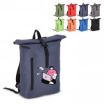 Mochila rolltop de RPET con pequeña cremallera frontal 20L