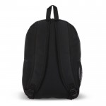 Mochila de RPET con compartimiento frontal y pequeño detalle reflectante color negro quinta vista
