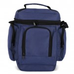 Bolsa nevera con múltiples y espaciosos compartimientos color azul oscuro tercera vista