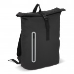 Mochila rolltop de RPET con pequeña cremallera frontal 20L color negro