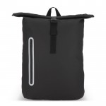 Mochila rolltop de RPET con pequeña cremallera frontal 20L color negro segunda vista
