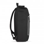Mochila rolltop de RPET con pequeña cremallera frontal 20L color negro tercera vista