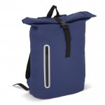 Mochila rolltop de RPET con pequeña cremallera frontal 20L color azul oscuro