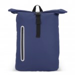 Mochila rolltop de RPET con pequeña cremallera frontal 20L color azul oscuro segunda vista