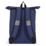 Mochila rolltop de RPET con pequeña cremallera frontal 20L color azul oscuro quinta vista