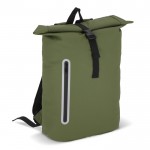Mochila rolltop de RPET con pequeña cremallera frontal 20L color verde oliva