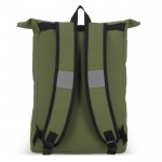 Mochila rolltop de RPET con pequeña cremallera frontal 20L color verde oliva quinta vista