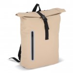 Mochila rolltop de RPET con pequeña cremallera frontal 20L color beige