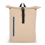Mochila rolltop de RPET con pequeña cremallera frontal 20L color beige segunda vista