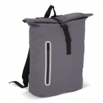 Mochila rolltop de RPET con pequeña cremallera frontal 20L color gris