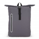 Mochila rolltop de RPET con pequeña cremallera frontal 20L color gris segunda vista