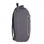 Mochila rolltop de RPET con pequeña cremallera frontal 20L color gris tercera vista