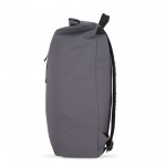 Mochila rolltop de RPET con pequeña cremallera frontal 20L color gris cuarta vista