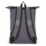 Mochila rolltop de RPET con pequeña cremallera frontal 20L color gris quinta vista