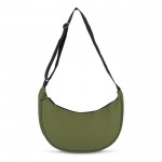 Bolsa bandolera de PU con forma de media luna y correa ajustable color verde oliva