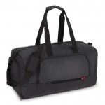 Bolsa de viaje de jacquard y PU con compartimiento para zapatos color negro
