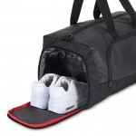 Bolsa de viaje de jacquard y PU con compartimiento para zapatos color negro sexta vista