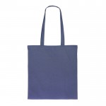 Bolsa para el día a día de algodón orgánico de asas largas 140 g/m2 color azul oscuro segunda vista
