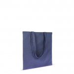 Bolsa para el día a día de algodón orgánico de asas largas 140 g/m2 color azul oscuro tercera vista