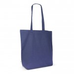 Bolsa de algodón orgánico con fuelle y asas largas 270 g/m2 color azul oscuro