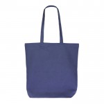Bolsa de algodón orgánico con fuelle y asas largas 270 g/m2 color azul oscuro segunda vista