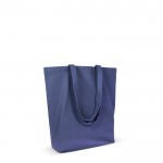 Bolsa de algodón orgánico con fuelle y asas largas 270 g/m2 color azul oscuro tercera vista