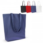 Bolsa de algodón orgánico con fuelle y asas largas 270 g/m2