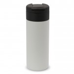 Botella de acero inoxidable con tapa abatible negra 400ml color blanco