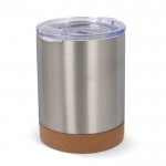 Vaso take away de cerámica con base de corcho y capacidad de 350ml color plateado