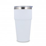 Vaso térmico con interior de cerámica y tapa transparente 500ml color blanco tercera vista
