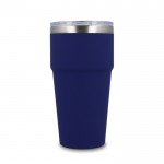 Vaso térmico con interior de cerámica y tapa transparente 500ml color azul oscuro cuarta vista