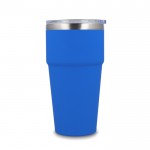 Vaso térmico con interior de cerámica y tapa transparente 500ml color azul tercera vista