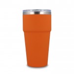 Vaso térmico con interior de cerámica y tapa transparente 500ml color naranja cuarta vista