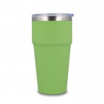 Vaso térmico con interior de cerámica y tapa transparente 500ml color verde lima tercera vista