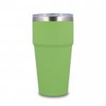 Vaso térmico con interior de cerámica y tapa transparente 500ml color verde lima cuarta vista
