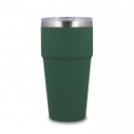 Vaso térmico con interior de cerámica y tapa transparente 500ml color verde oliva cuarta vista