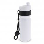 Botella deportiva libre de BPA con detalle a color y correa 500ml color blanco/negro segunda vista