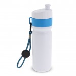 Botella deportiva libre de BPA con detalle a color y correa 500ml color azul claro segunda vista