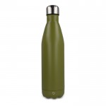 Botella de acero inoxidable reciclado con tapón plateado 750ml color verde oliva