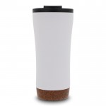 Vaso take away de doble pared con detalle de corcho en la base 480ml color blanco tercera vista