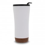 Vaso take away de doble pared con detalle de corcho en la base 480ml color blanco cuarta vista
