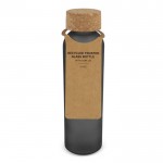 Botella de vidrio reciclado esmerilado con tapón de corcho 500ml color negro